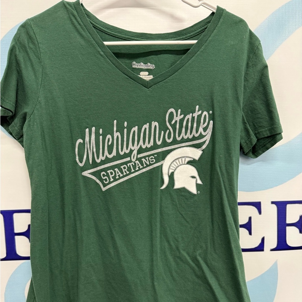 Michigan State Spartan women's v-neck t-shirt. Size medium.